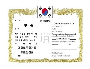 Hapkido Dan Certificate #5002008